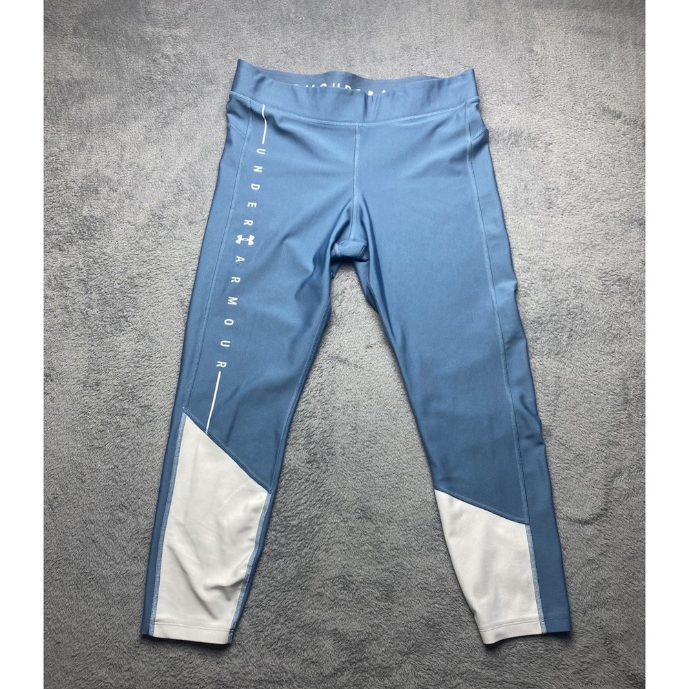 Under Armour Womens Compression Leggings Heat Gear Size‎ L Blue Activewear Pants